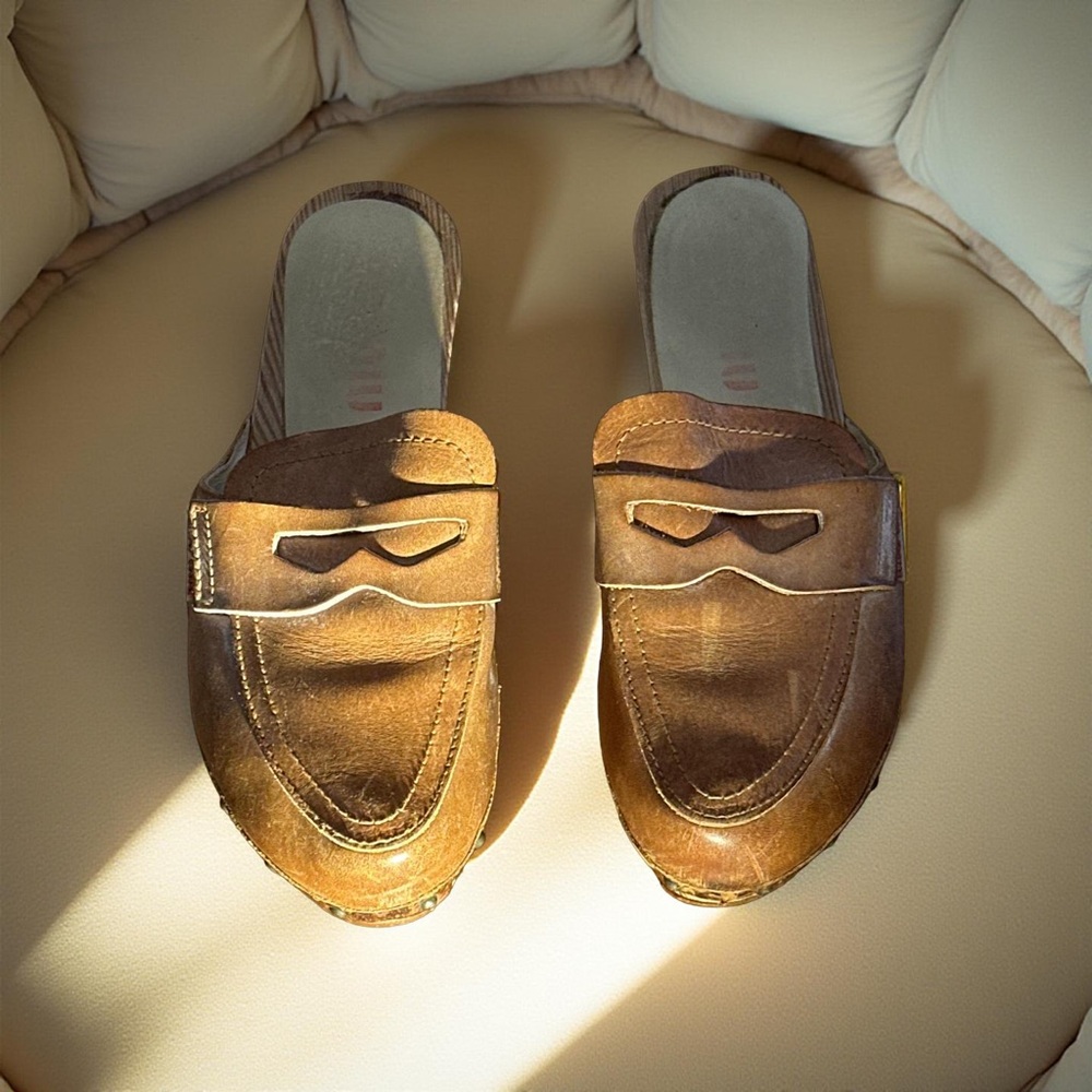 Miu Miu Leather Studded Clog Heels Size 7 (37) Ma… - image 2